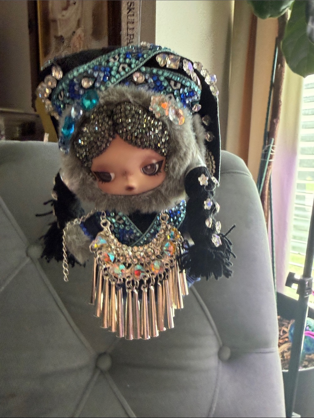 Authentic POP MART Skullpanda Wednesday Hand-Embellished OOAK Art Doll
